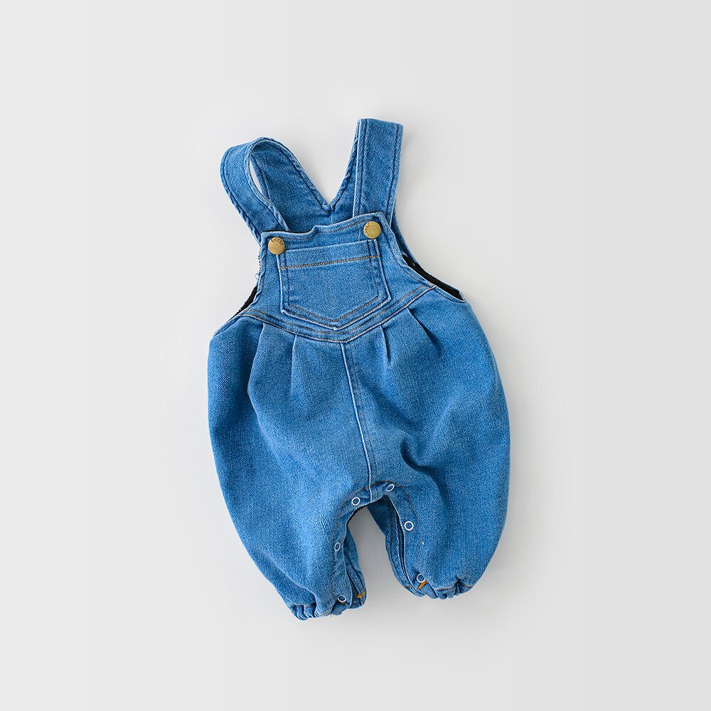 Winter Warm Baby Boy Girl Velvet Denim Overalls Pants Toddler Soft Jumpsuit Suspenders Blue Infant Overalls For Girls Boys