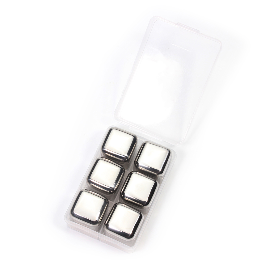 4/6/8 PCSStainless Staal Ijsblokjes, Herbruikbare Chilling Stones voor Whiskey Wijn, houd Je Drankje Koud Langer, SGS Test Pass: BK304-6BJ