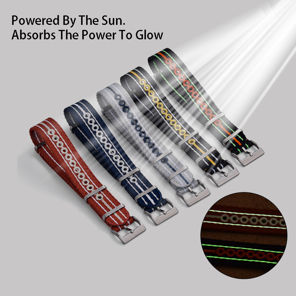 Eco-Friendly Luminous Recycled Watch Strap Nylon Woven Band for Scuba Fifty Series Waterproof Durable Unisex Belt
