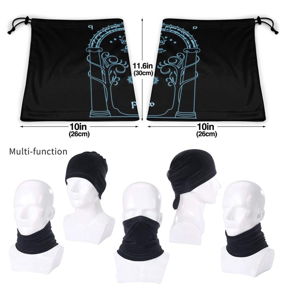 Dwarven Moon Gate-Blue Microfiber Neck Warmer Bandana Scarf Face Mask Lotr Speak Enter Friend Magic Fantasy Door Gate Gandalf