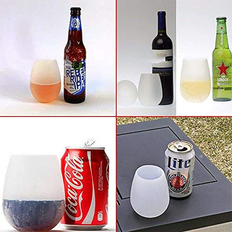 Unbreakable Silicone Wine Glasses BPA-Free Portable Printed Outdoor Wine Cups For Travel Picnic Pool Boat Camping Drink Cup