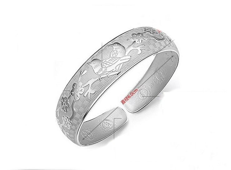 3PCS Bright Silver Color Plate Cuff Bangle Bracelet: Magpie