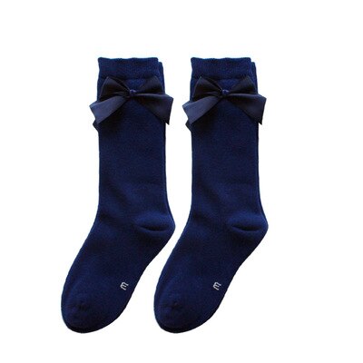 Baby Spullen Baby Meisje Sokken Knie Hoge Sokken Prinses voor Meisje Zoete Leuke Lange Buis Candy Kleur Bows Been Warmer 2-8Years: Naly Blue / 6 to 8Years