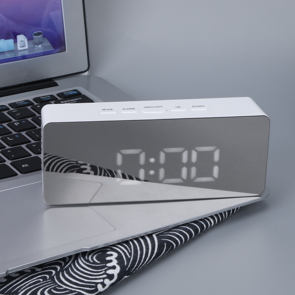 LED Mirror Alarm Clock Digital Clock Snooze Display Time Night Led Light Multifunction Table Desktop Alarm Clock Despertador