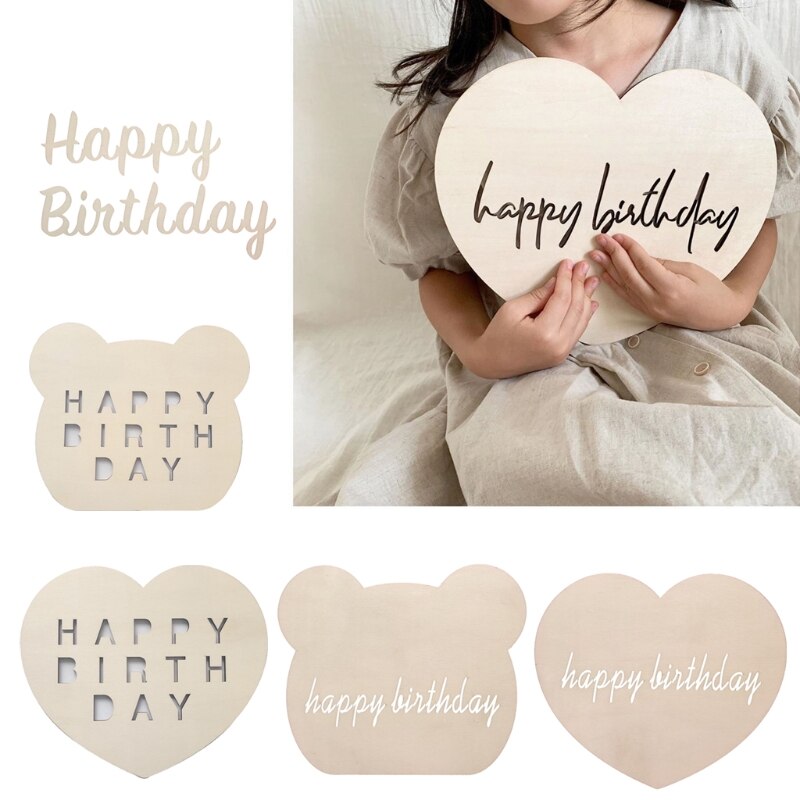 Baby Boys Girls Birthday Party Photo Booth Prop Children Wooden Photography Props Baby Shower Decoration Supplies Kids Room