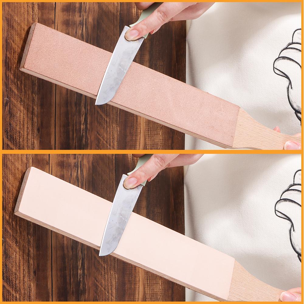For Knife Sharpening Sharpening Knives Knife Strop Set Double-sided Leather 14"x 2" Stropping Block Kit With Polishing Compound