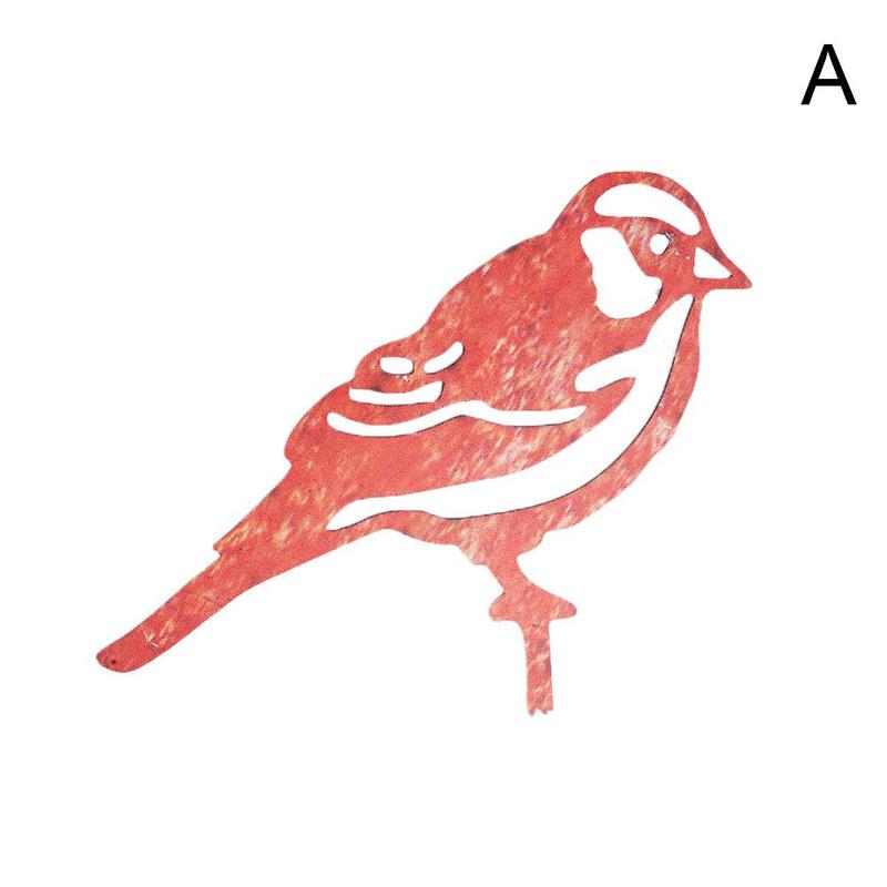 Rusty Metal Bird Garden Decoration Outdoor Fence Decor Sparrow Metal Birds Outdoors Garden Decoration Ornament Statues: A brown