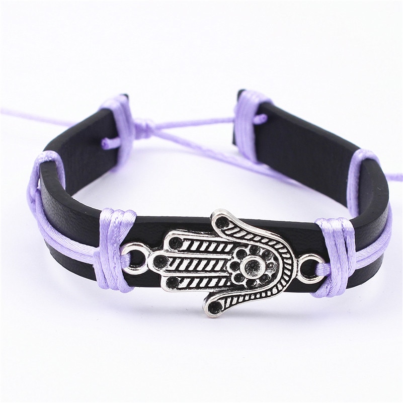 Tyrkisk hamsa symbol fatima hånd onde øje wrap armbånd kvinder mænd heldig amulet legering palm armring