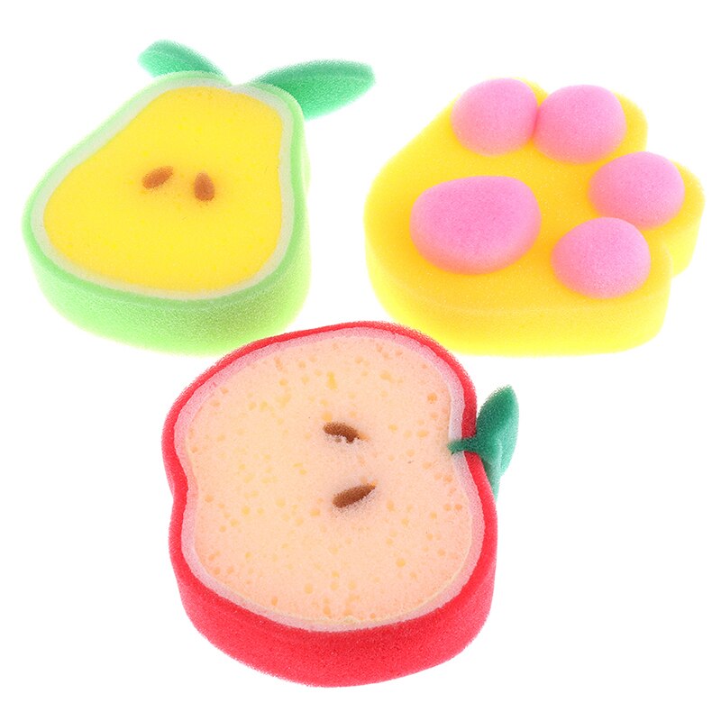 3pcs Fruit Shaped Bath Sponge For Body Cleaning Lovely Baby Body Sponges Scrubbers Shower Sponge For Children Kids