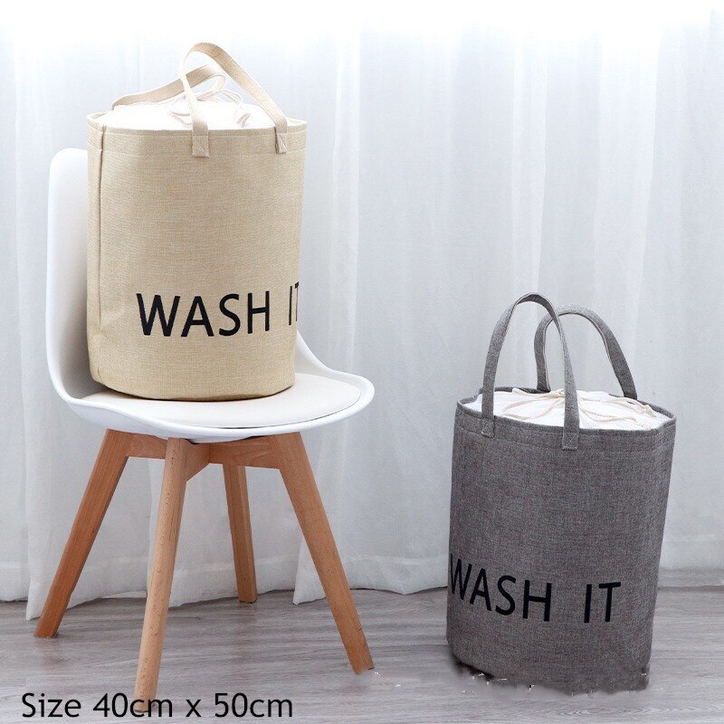 cotton linen large Round Collapsible Laundry Basket Dirty Clothes Organizer Toys Storage Box Bin Bucket Hamper With Handles