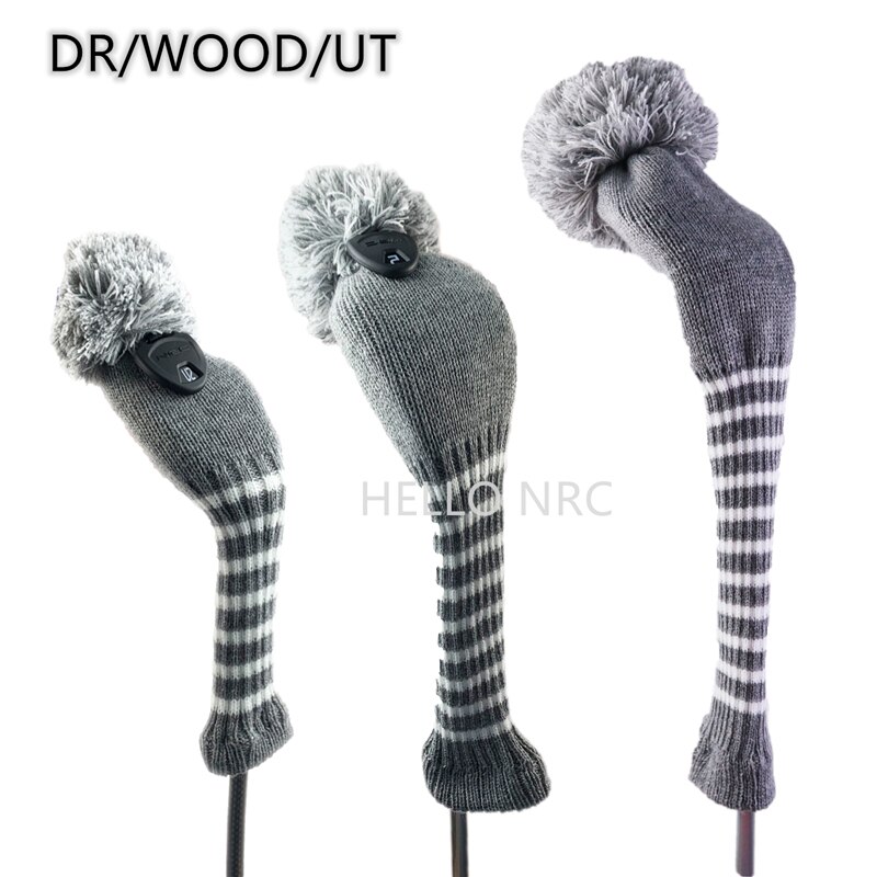 HELLO NRC – couvre-tête en bois tricoté hybride pour Clubs de Golf 3 pièces/ensemble, pilote UT, Fairway, 1 3 5: grey 13UT