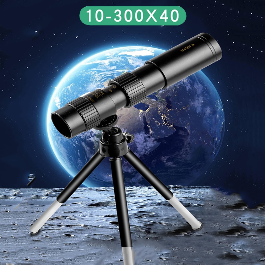 4K 10-300x40mm Super Tele Zoom Monoculaire Telescoop Met Statief &amp; Clip Mobiele Telefoon Accessoires