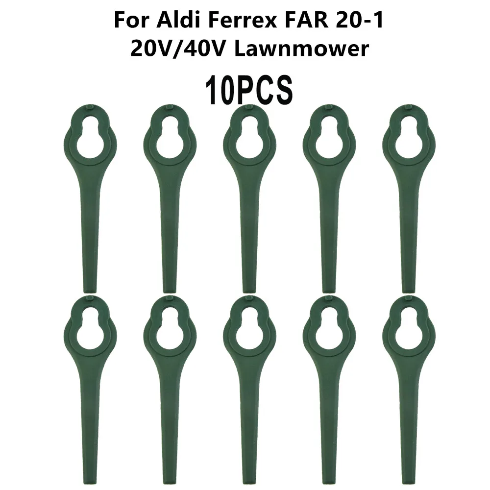 10 Pcs 95mm Mower Blades Plastic For Aldi Ferrex FAR 20-1 20V/40V Cordless Grass Strimmer Garden Tools Accessories: Size 1 Green