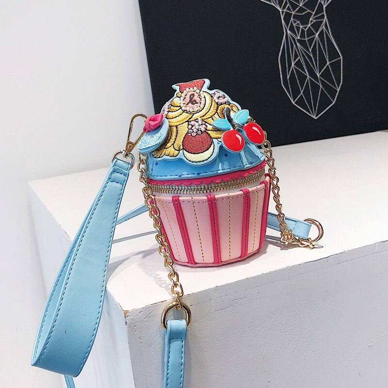 Zoete dame mini bucket bag zomer pu leren dames handtas travelchain schoudertas: Klein