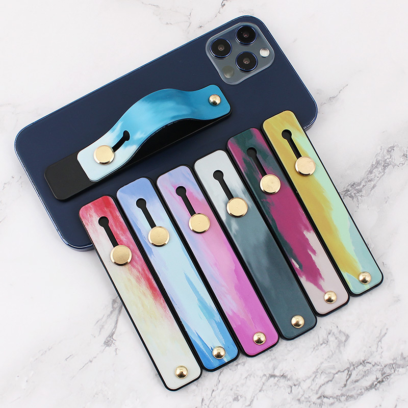 Soporte para teléfono con anillo para dedo, banda para la muñeca de Color liso caramelo, agarre para dedo, soporte para teléfono móvil Universal