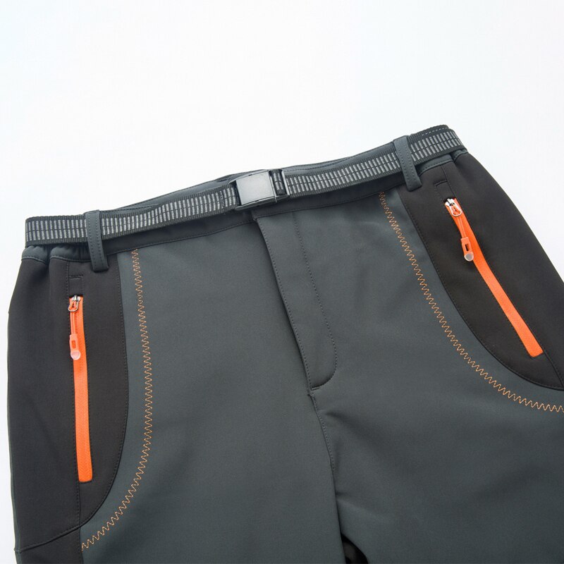 LNGXO Dicke warme Fleece-Wanderhose für Herren, Winter, wasserdicht, winddicht, Outdoor, Softshell-Regenhose, Trekking, Camping, Skihose