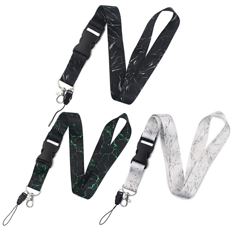 Luxury Marble texture Neck Strap Lanyards ID badge card holder keychain Mobile Phone Strap Ribbon webbing necklace keychain