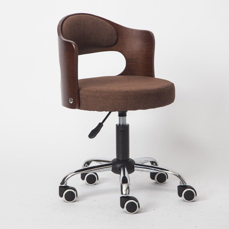 Stijl Massief Hout Lifting Barkruk Moderne Eenvoudige Rugleuning Thuis Beauty Salon Ronde Kruk Receptie Hoge Kruk Swivel stoel: Coffee linen