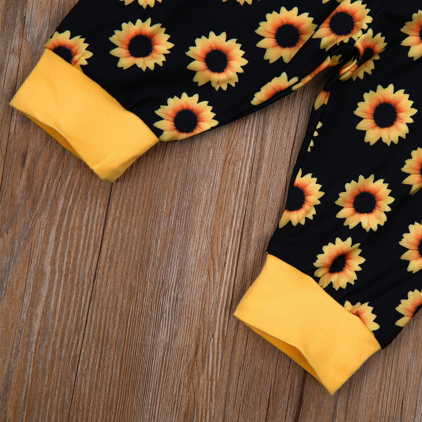 Baby Girl's Clothing Set, Sunflower Print Long Sleeve Hooded Sweater and Pants Two-piece Suit for Birthday Party Photography