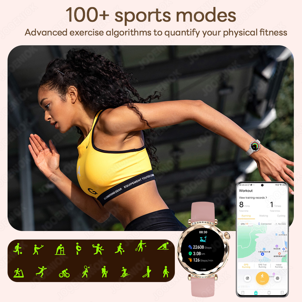 Novo relógio inteligente feminino presente amoled tela hd freqüência cardíaca esporte fitness à prova dwaterproof água mostrador personalizado bt chamada smartwatch para android ios