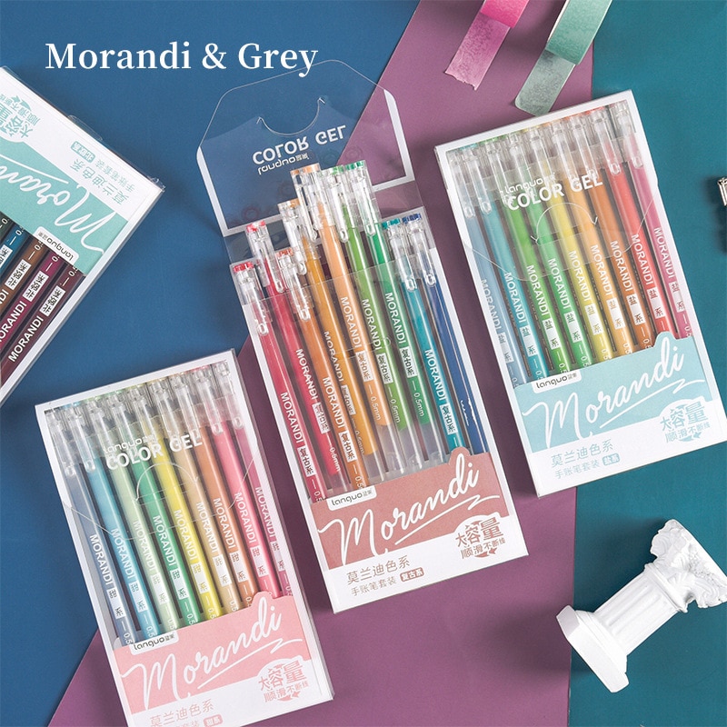 9 Stks/set Morandi Grijs Gekleurde Gel Pennen Vintage Kleur Inkt Marker Liner 0.5Mm Pen Schrijven Briefpapier Office School levert