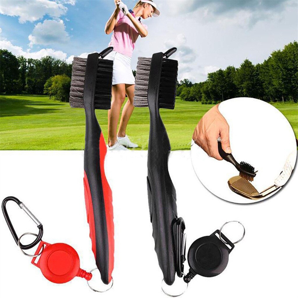 4 pièces Golf brosse de nettoyage Club rainure nettoyant rétractable tyrolienne mousqueton outil de pratique Golf accessoires Golf entraînement aides Fre