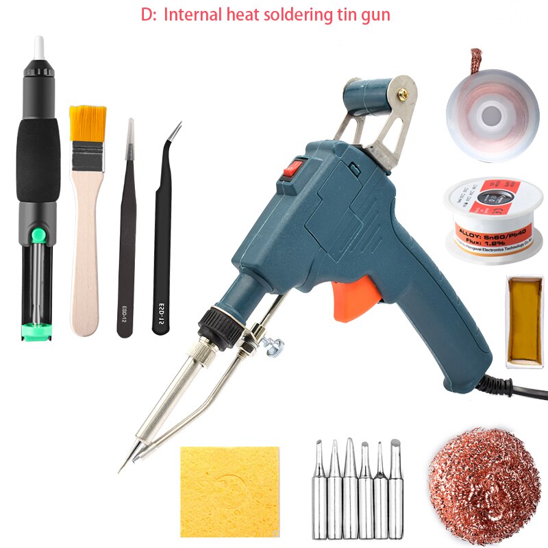 60W 110V/220V US/EU Hand-held Internal Heating Soldering Iron Automatically Send Tin Gun Soldering Welding Repair Tool: Red / EU