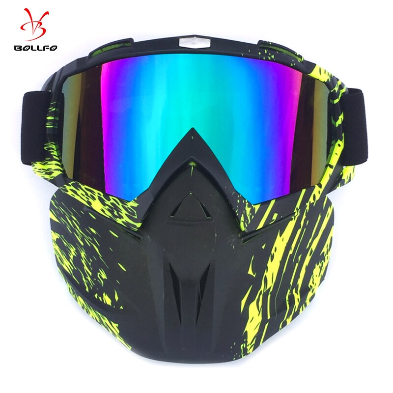 Bollfo Ski Snowboard Bril Sneeuwscooter Skiën Goggles Winddicht Skiën Glas Motocross Zonnebril Met Mond Filter Earware: HXSBF65810