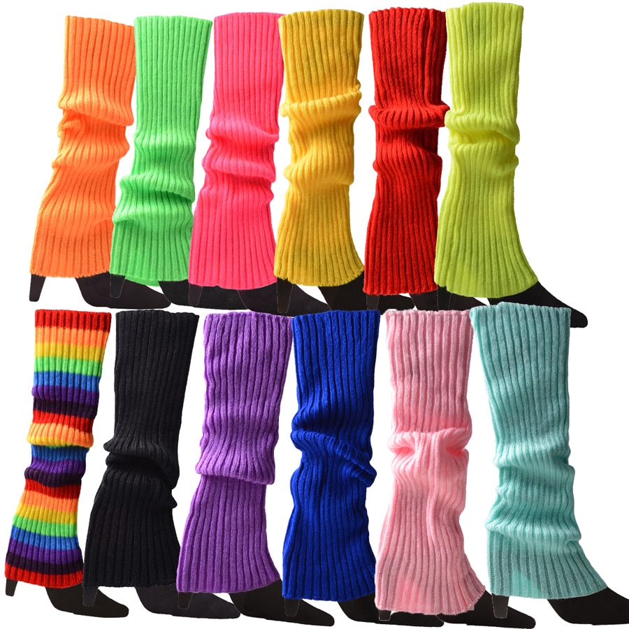 Women Boot Cuffs Leg Warmers Knit Leg Stockings Striped Long Boot Thigh High Stockings Knitted The Knee Socks Arcylic Leg Warmer