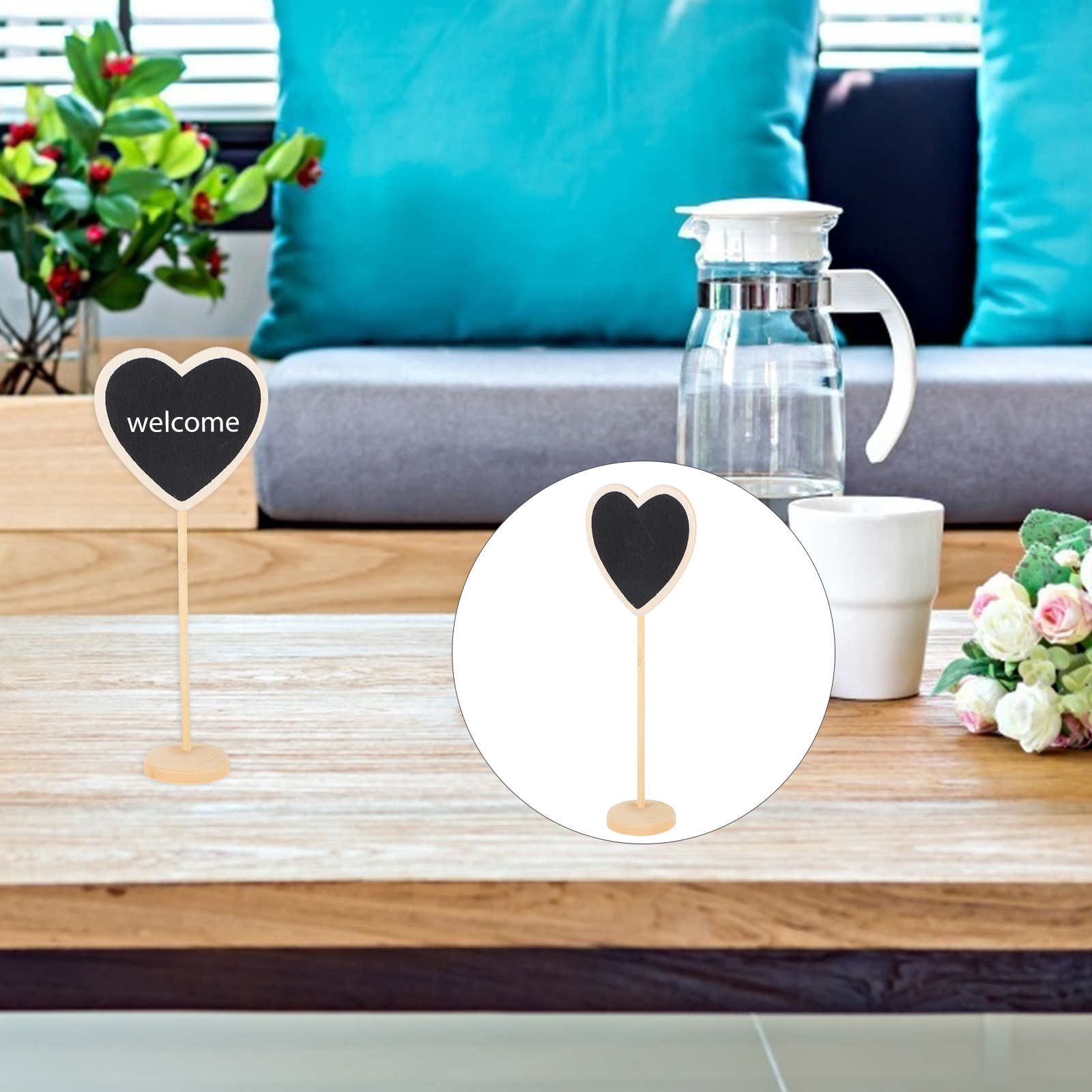 Mini Chalkboard Chalk Sign Boards Tables Blackboard Board Name Wedding Blackboards Signs Wooden Heart Plate Plates Decor
