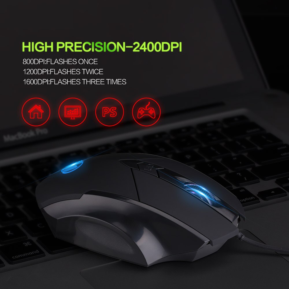 Gaming Mouse High Performance 5 levels Chroma RGB Backlit 4000 DPI Adjustable Ergonomic Mice