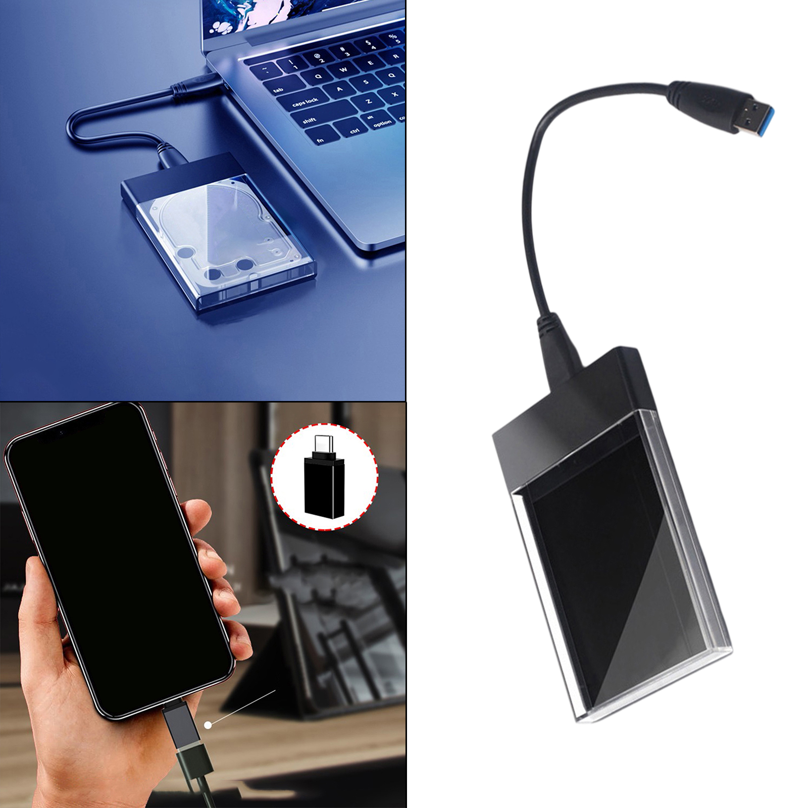 SATA to USB 3.0 Hard Drive External Hard Drive Lay 2.5-Inches Mobile Box for Tool-Free Laptop PC Computers