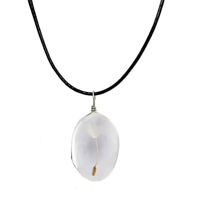 Runde Löwenzahn getrocknete Blume Anhänger Halskette Charme natürliche Löwenzahn Glas Cabochon transparent Glücklich Wunsch Glaskugel Schmuck: verrotten-braun