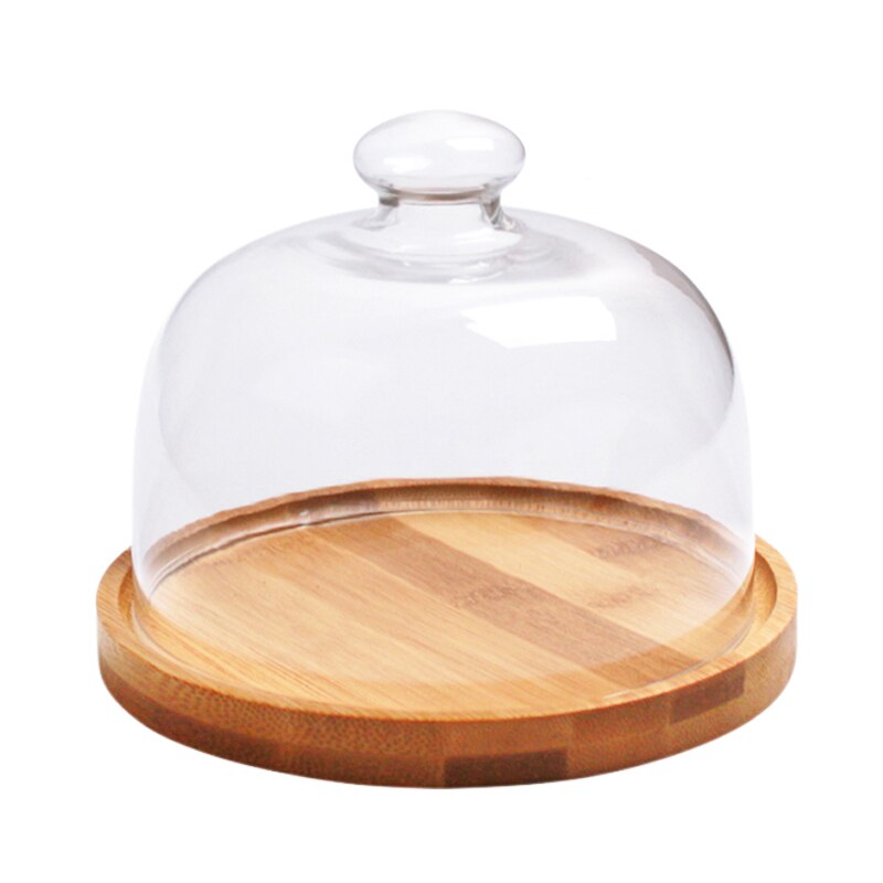 Cake Display Tray Glass Transparent Cover Dessert Fruit Tasting Box Pastry Bread and Pastry Tasting Wooden Tray Glass Cover