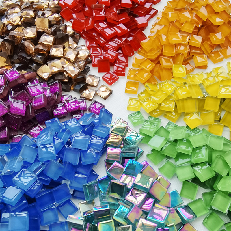 400g/1000g Crystal Glass Mosaic DIY Ceramic Tile Art Material Children's Handmade Mosaic Tile Material 1x1CM
