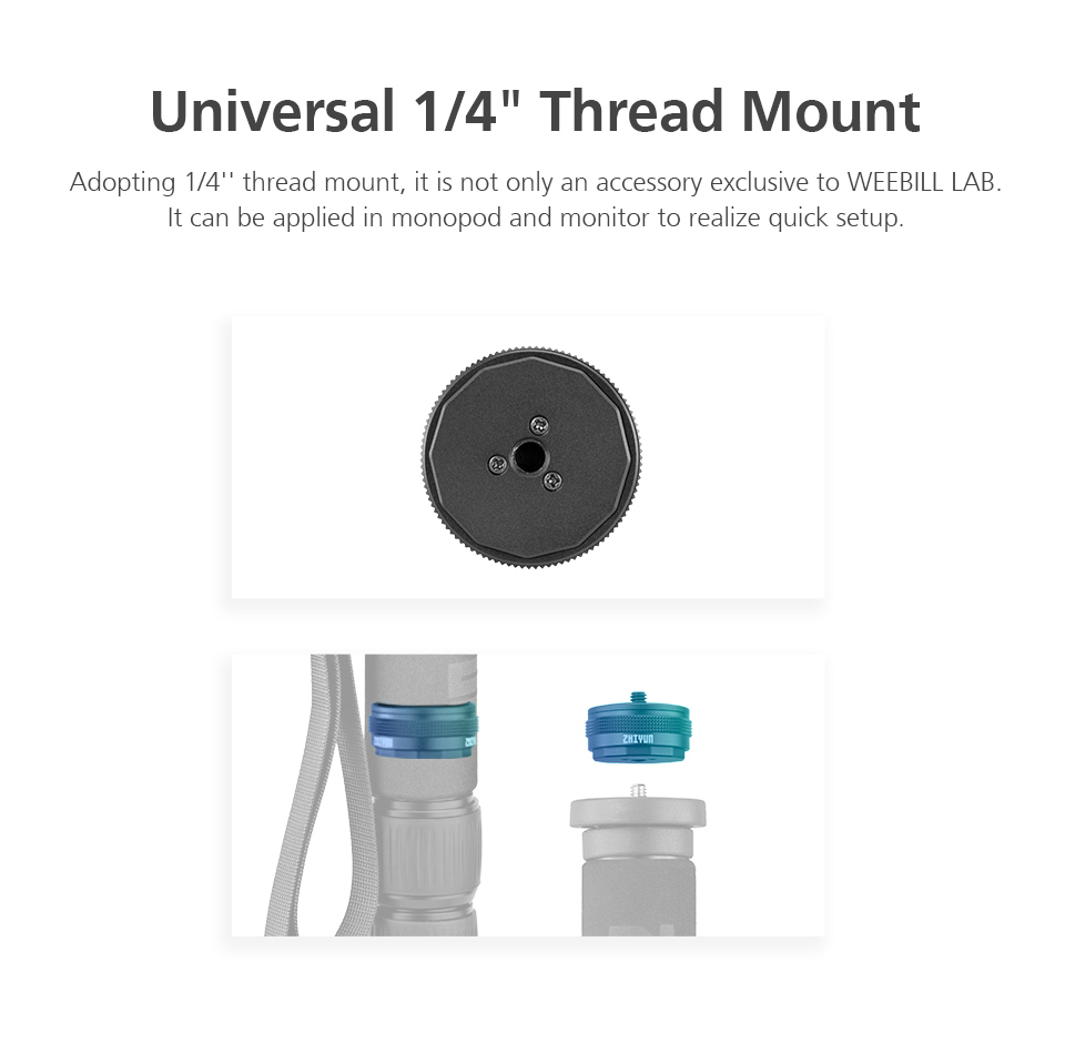 Zhiyun TransMount Kit de configuración rápida para Zhiyun Weebill LAB S 3 ejes cardán Crane 2S y trípode Monopod con 1/4 accesorios de tornillo