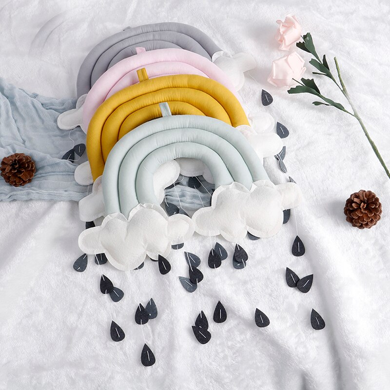 Tienda de campaña con colgante para cuna de bebé, accesorios de lluvia en la nube, colgante móvil de tela, accesorios de fotografía, decoración de habitación de bebé,