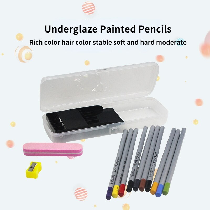 Lápiz de cerámica de colores para pintar a mano, pluma de dibujo de línea, lisa, en blanco, herramientas de cerámica