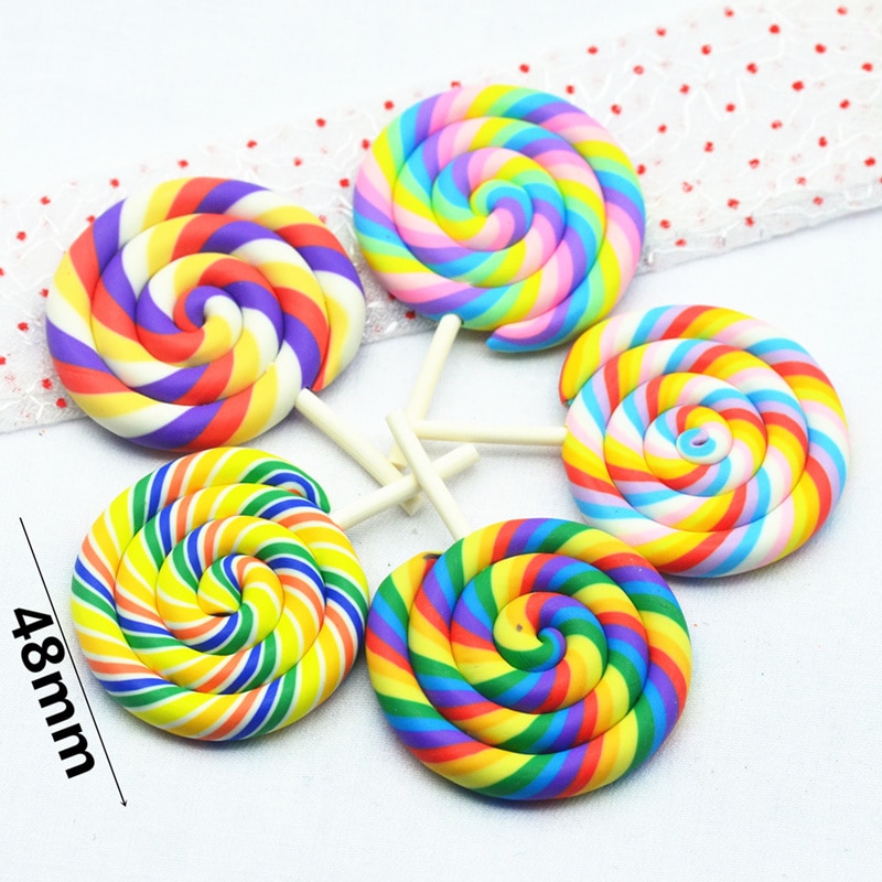 48mm X 73mm Gebakken Polymeer Klei Lollipop Miniaturen | DIY Ambachten versiering materialen | Klei Lollipop