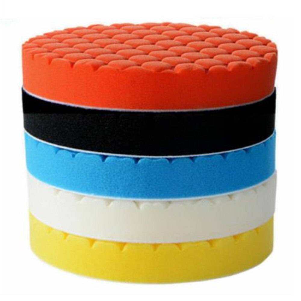 5pcs Car Waxing Buffing Sponge Pad 3/4/5/6/7 Inch Auto Care Repair Tools Hexagonal Sponge Wave Point Diamond Polishing Pad