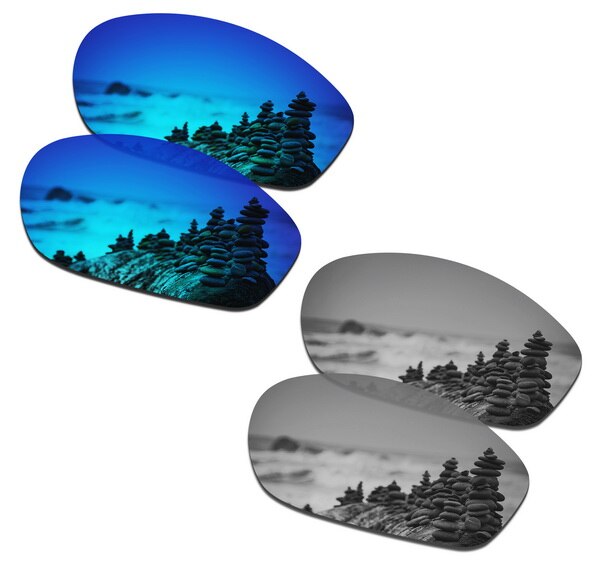 SmartVLT Replacement Lenses Polarized for Oakley Encounter Sunglasses - Multiple Pairs Packed: Blue and Silver Mirr