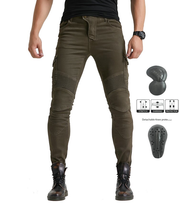 Motorcycle Pants Anti-fall Motocross Pants Moto Pantalon Biker Jean Motorbike Trousers With CE Protection For Men Women: JES-6-2 Army Green / S