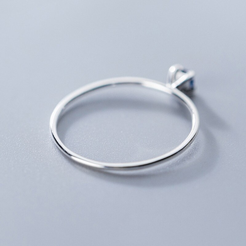 INZATT Real 925 Sterling Silver Blue Zircon Ring For Women Fine Jewelry Cute Minimalist Accessories