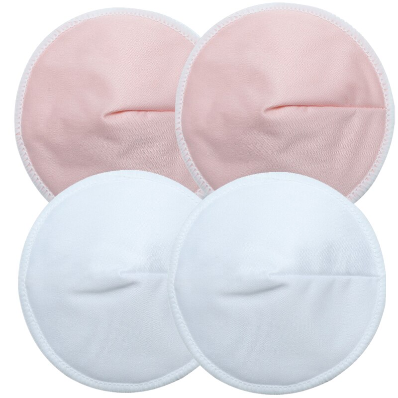 4 pezzi di bambù riutilizzabili pettorali per allattamento al seno donne incinte copricapezzoli impermeabili PUL assorbenti lavabili: Orange White