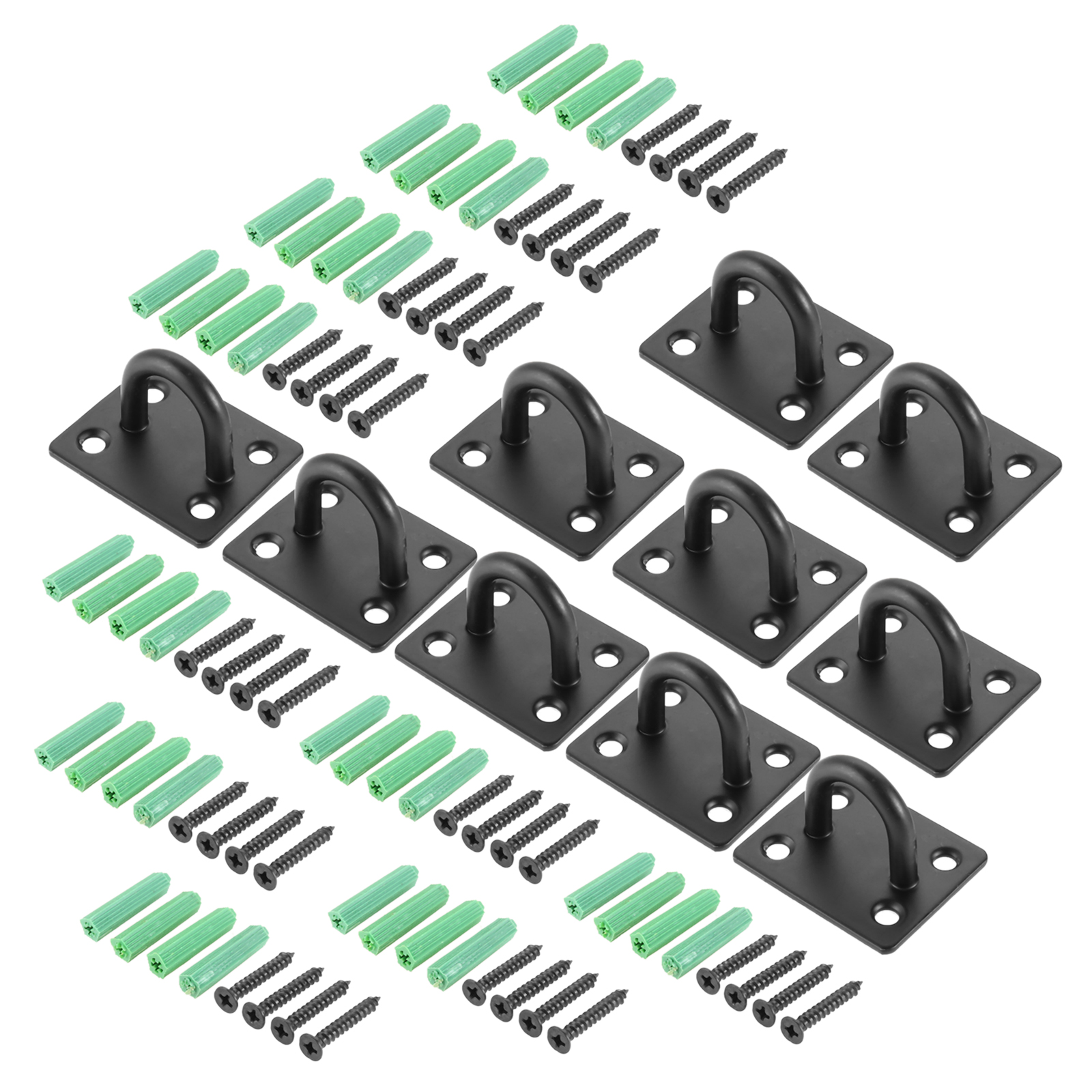 10/5 pcs Ceiling Mount Hook Stianless Steel Wall Hanger U-shape Ring Top Base Haning Fan/Chandelier/Plant Decor Black w/screws