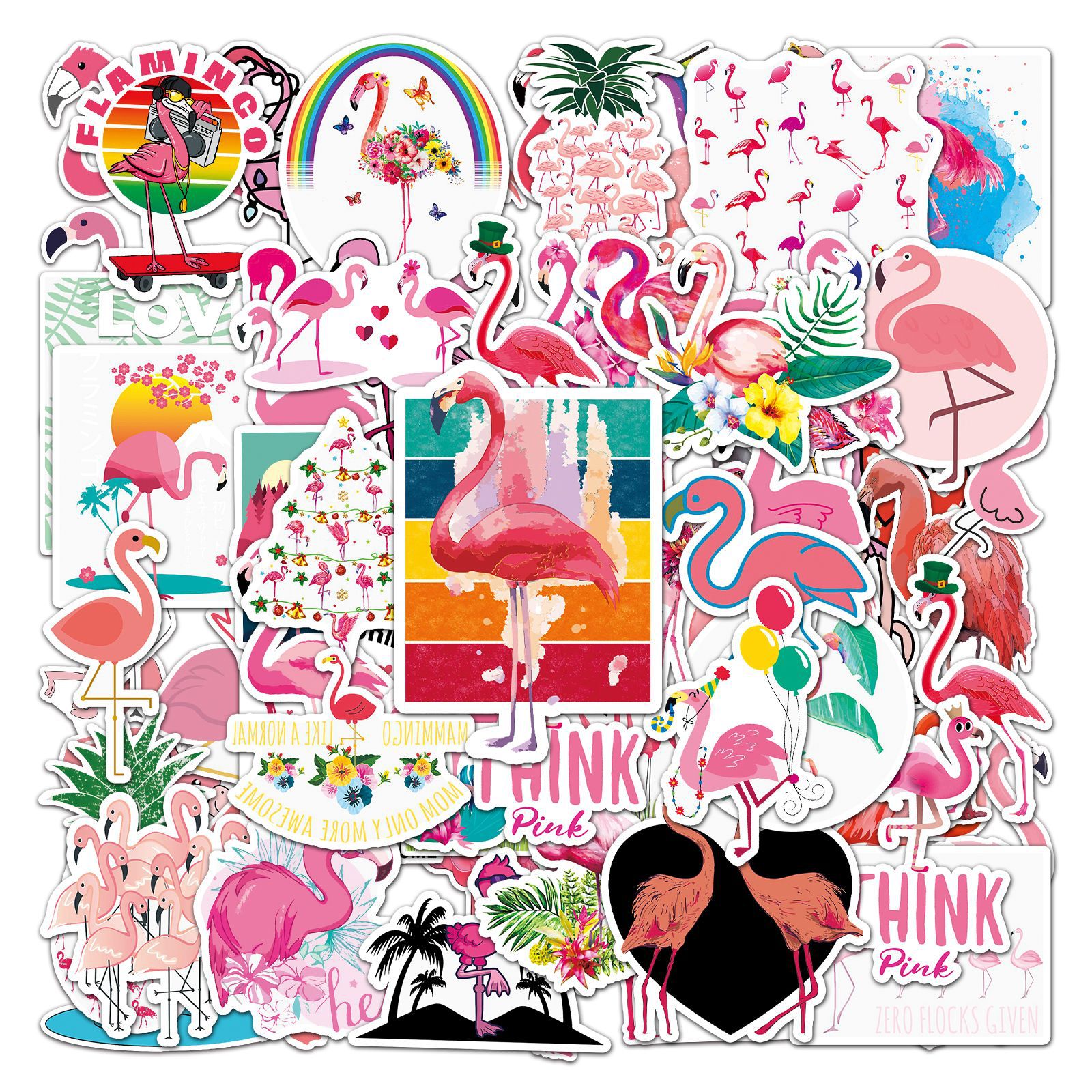 10/50/100pcs Pink VSCO Flamingo Graffiti Stickers for DIY Girls Scrapbook Suitcase Water Bottle Phone Laptop Guitar Decal