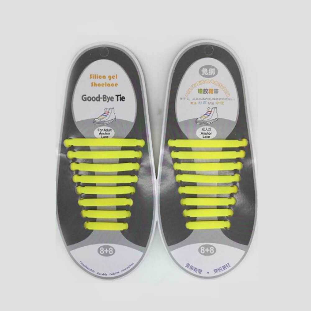 Silikone snørebånd elastisk uden bindesko snørebånd til børn og voksne snørebånd gummi zapatillas sneakers hurtige snørebånd tilbehør: Gul