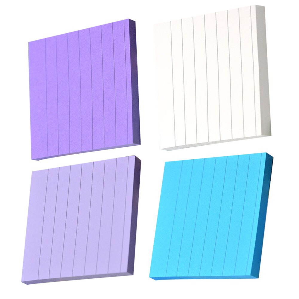 4 Pcs Square Sticky Notepads Striped Sticky Notepads Kraft Paper Memo Pad Candy Color Self-Stick Note Pads Red Yellow Gree