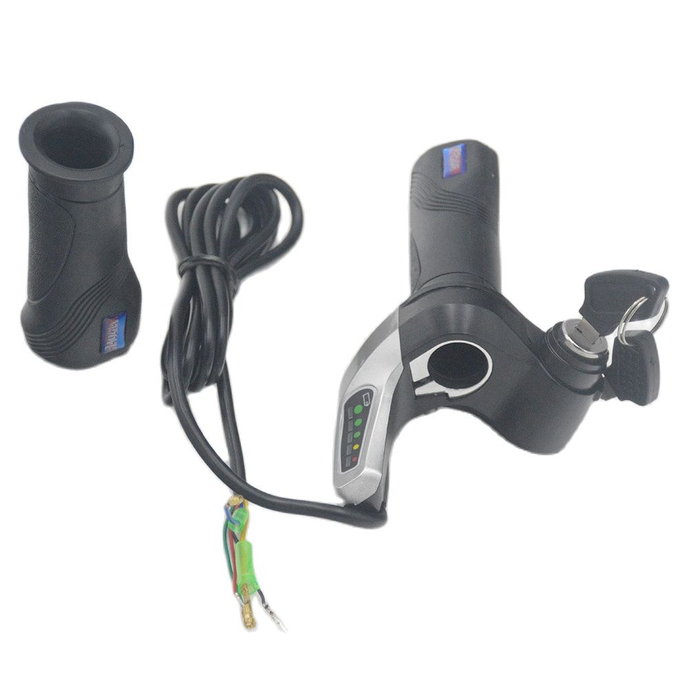 1Pair Electric Bike Bicycle Throttle Speed Adjustment Handle with Key Lock Display Handle Divides Fittings into 24V 36V 48V