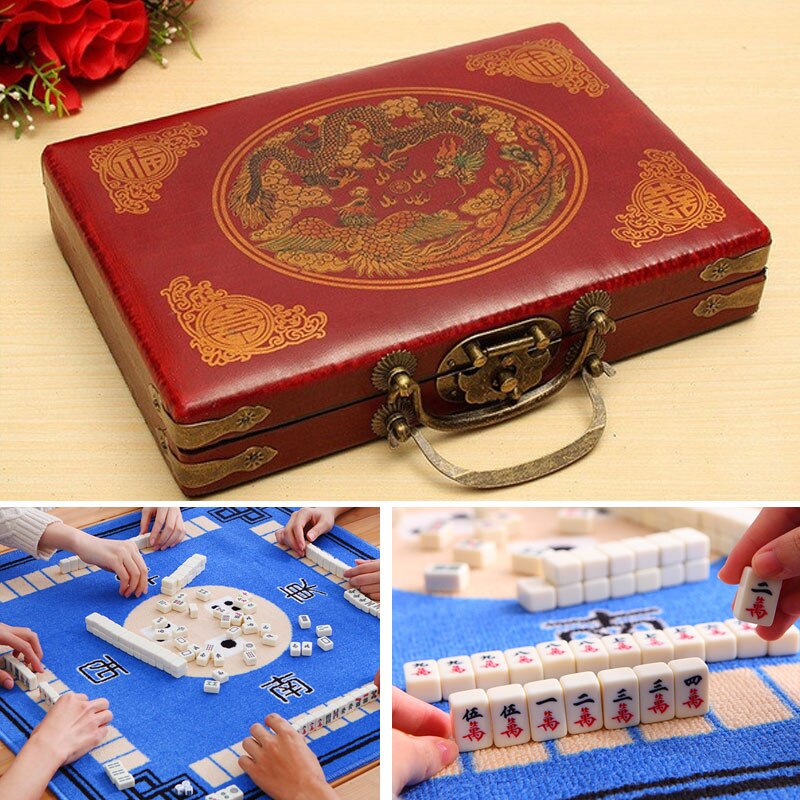 Mini Mahjong Chinese Traditionele Mahjong Entertainment Indoor Mini 2Pcs Dice Set Fun Draagbare Mahjong